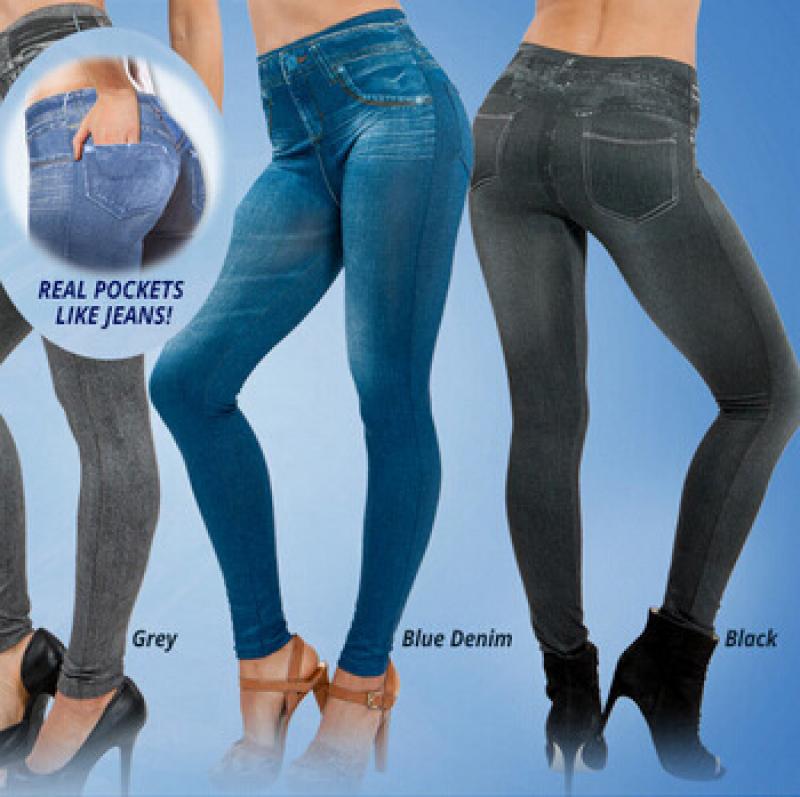 Slim Women Leggings Plush Lined Winter Faux Denim Jeans Leggings 2 Real Pockets Fashion Fitness Leggings High Waist Pencil Pants|Leggings| - AliExpress