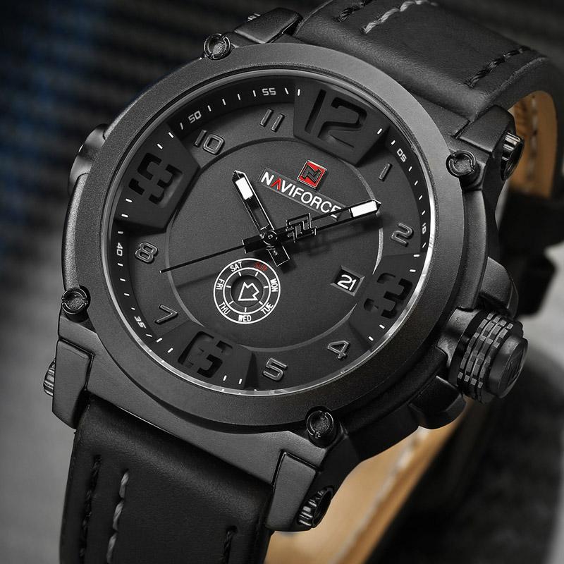 2017 nowych moda mężczyzna zegarki Naviforce Militray Sport mężczyzna zegarka kwarcowy skórzane wodoodporne męskie zegarki na rękę Relogio Masculino